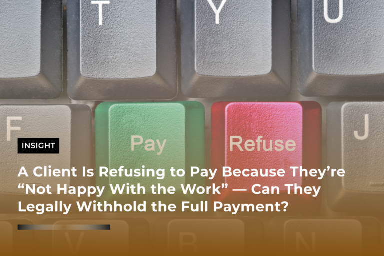 A Client Is Refusing to Pay Because They’re “Not Happy With the Work” — Can They Legally Withhold the Full Payment?